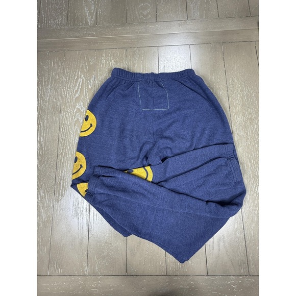 Aviator Nation Sweatpants Womens Blue Fleece Smiley Face Graphic Joggers - Picture 10 of 11